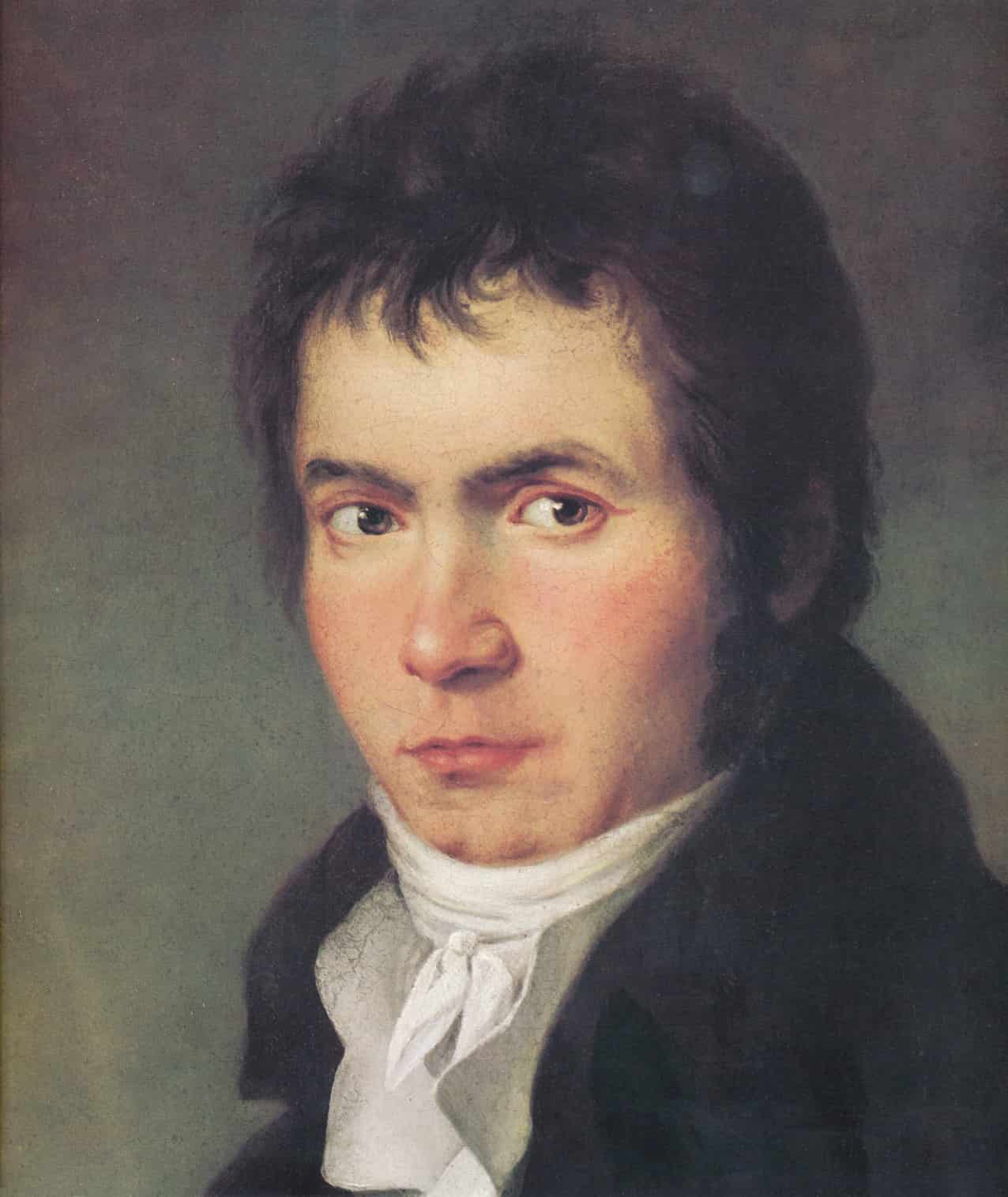 Painted portrait of a young Ludwig van Beethoven.