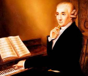 a painted of Haydn at the keyboard